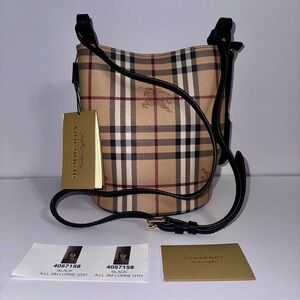 Burberry Haymarket Check Colours Lorne Bucket Crossbody Black